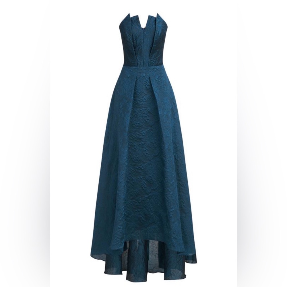 Theia Strapless High-Low Jacquard Gown - Picture 5 of 6
